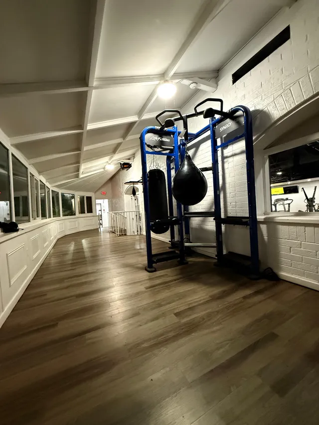 Open gym floor with high ceilings