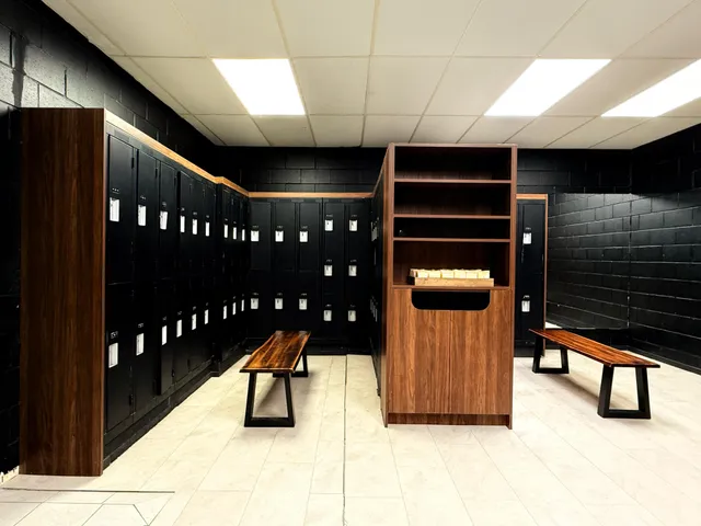 Wide view of the locker room